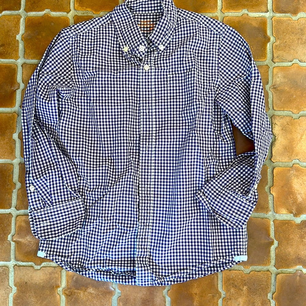 J.Crew Crewcuts Boys 6/7 Purple Check Button-Down Shirt